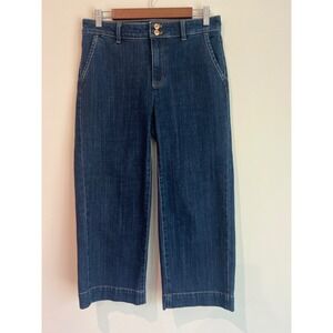 Talbots Flawless High Waist Wide Crop Jeans Dark Wash Size 4 Comfortable Spandex